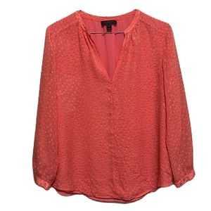 Women’s J.CREW, Long V-Neck, Cuffed Long Sleeves Too, Coral, Size 2